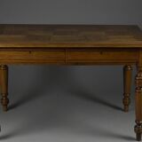 Table ancienne en chêne – XIXe siècle | Entièrement restaurée | Plateau en marqueterie