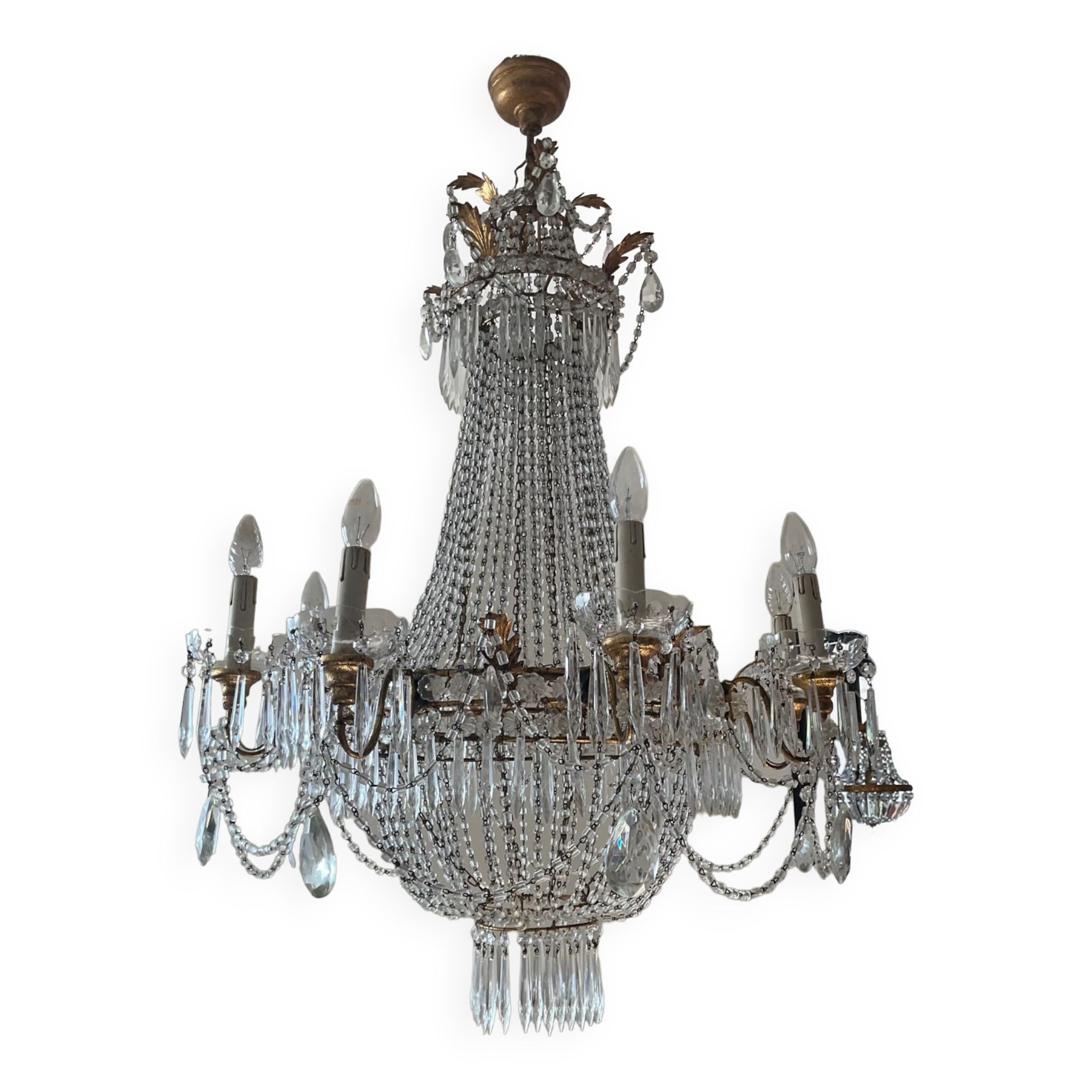 Large Montgolfière chandelier with crystal drops
