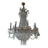 Large Montgolfière chandelier with crystal drops