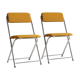 Pair of Eyrel 70s folding chairs in chrome metal and mustard fabric