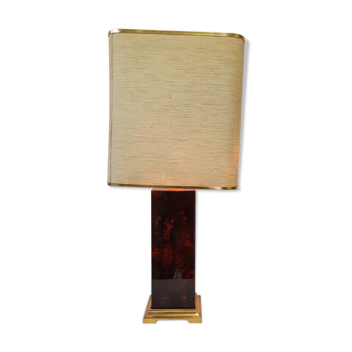 Lampe effet briar et laiton lucite années 1980