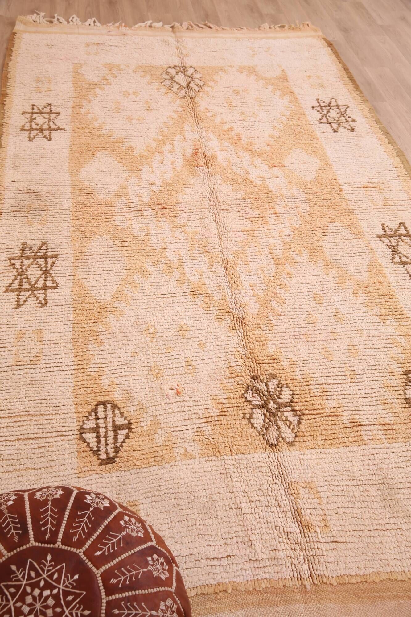 Yellow Vintage Moroccan Rug 159 x 282, Berber Wool Rug, Handmade Boho Rug