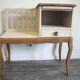 Redesigned beige and wood telephone bench