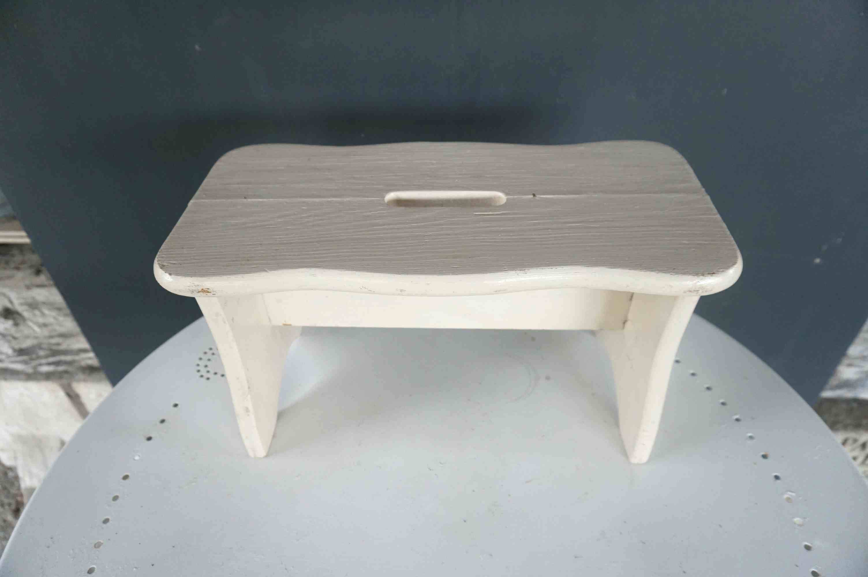 Vintage repainted farmhouse stool or footrest