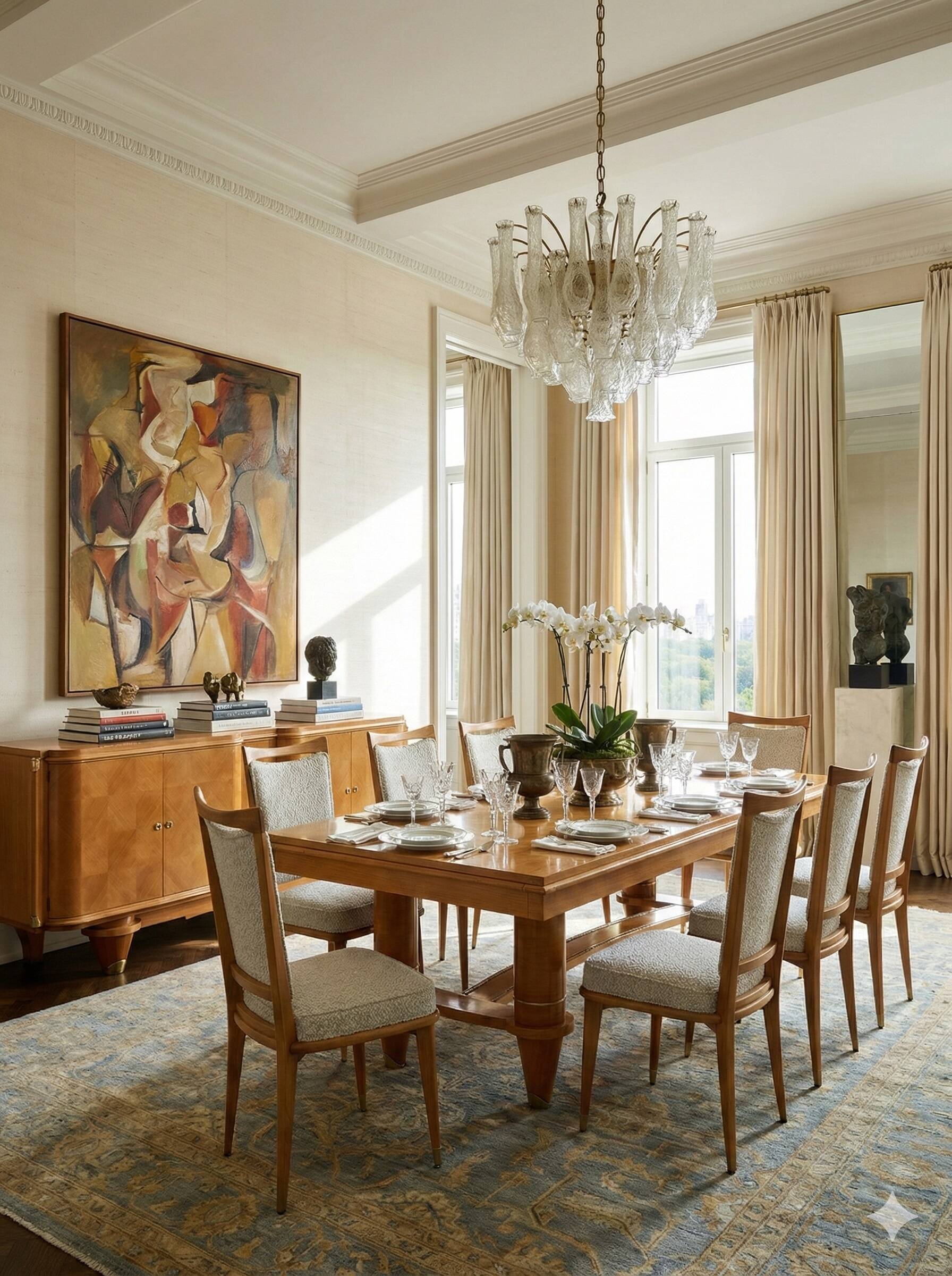 French Art Deco Sycamore Dining Suite in the Style of André Arbus, c. 1940