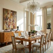 Dining room suite in sycamore, French Art Deco in the style of André Arbus, circa 1940.