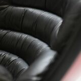 Vintage Elda chair in black leather & red shell by Joe Colombo for Comfort Italy