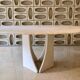 Oblong travertine dining table