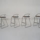 Set of four chrome and cane bar stools, 1970's