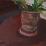 Original Swedish Oil on Canvas – “White Roses” by Aina Schiller, Arvika