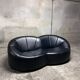 Pumpkin 2-seater sofa in black leather – Pierre Paulin for Ligne Roset,