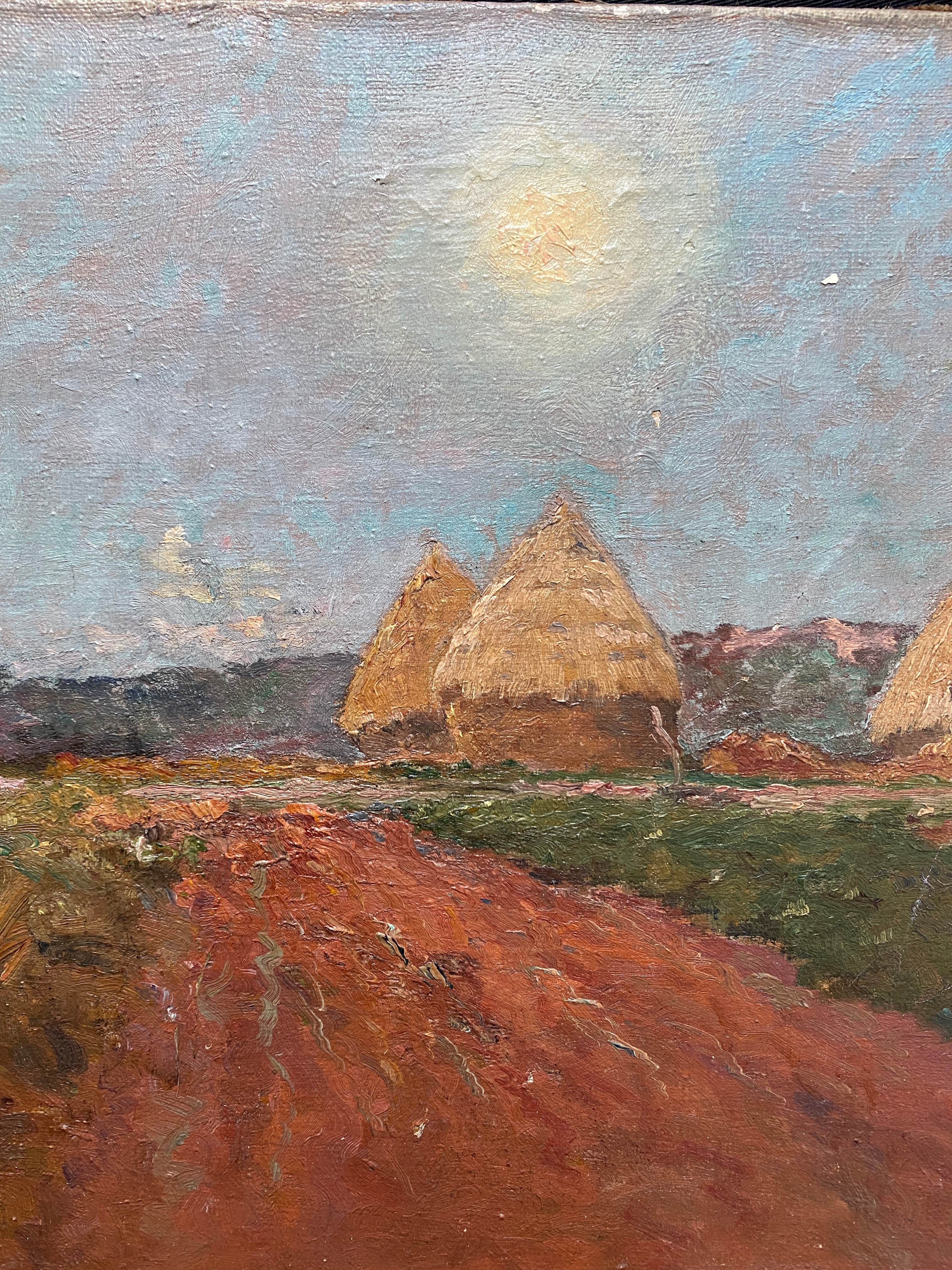 Table HST "Landscape at sunset with haystacks"