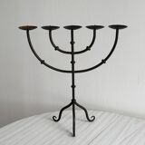 5-arm black metal candlestick