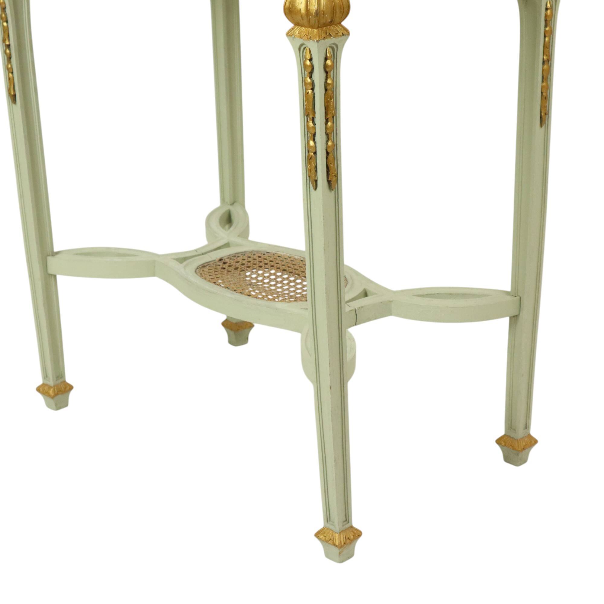 Antique Gilded Side Table Console Green Marble Louis XVI