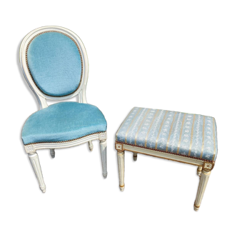 Louis XVI style stool and chair set