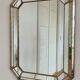 Vintage Spanish Venetian-style wall mirror, octagonal brass, 1980s Hollywood Regency