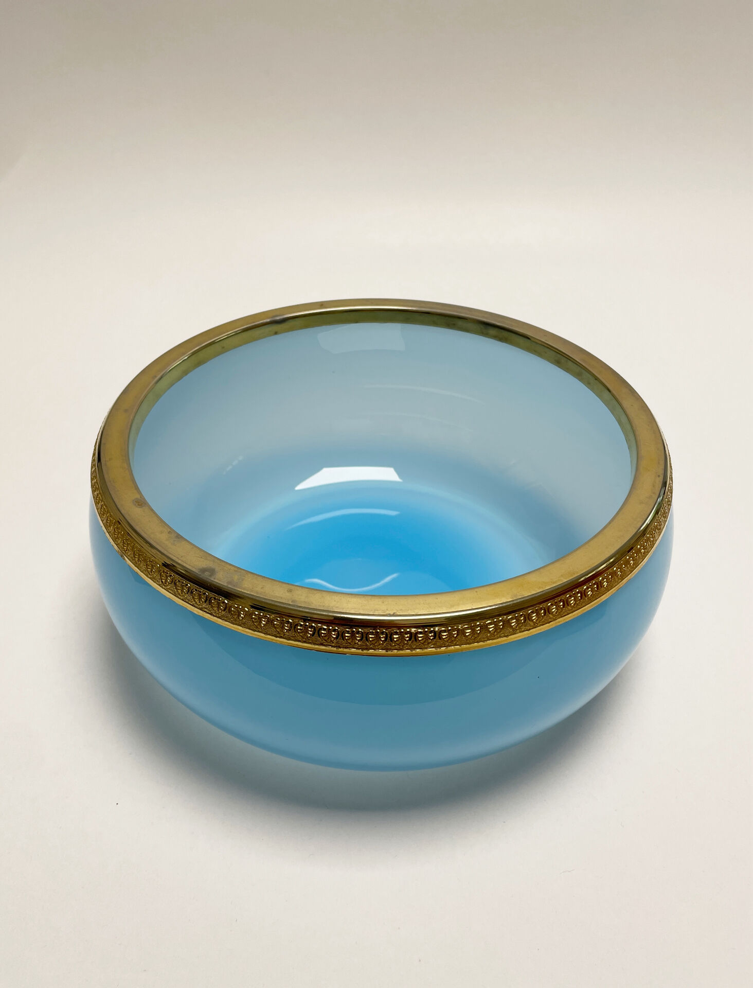 Sky blue opaline glass bowl