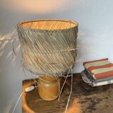 50s wood and straw lamp