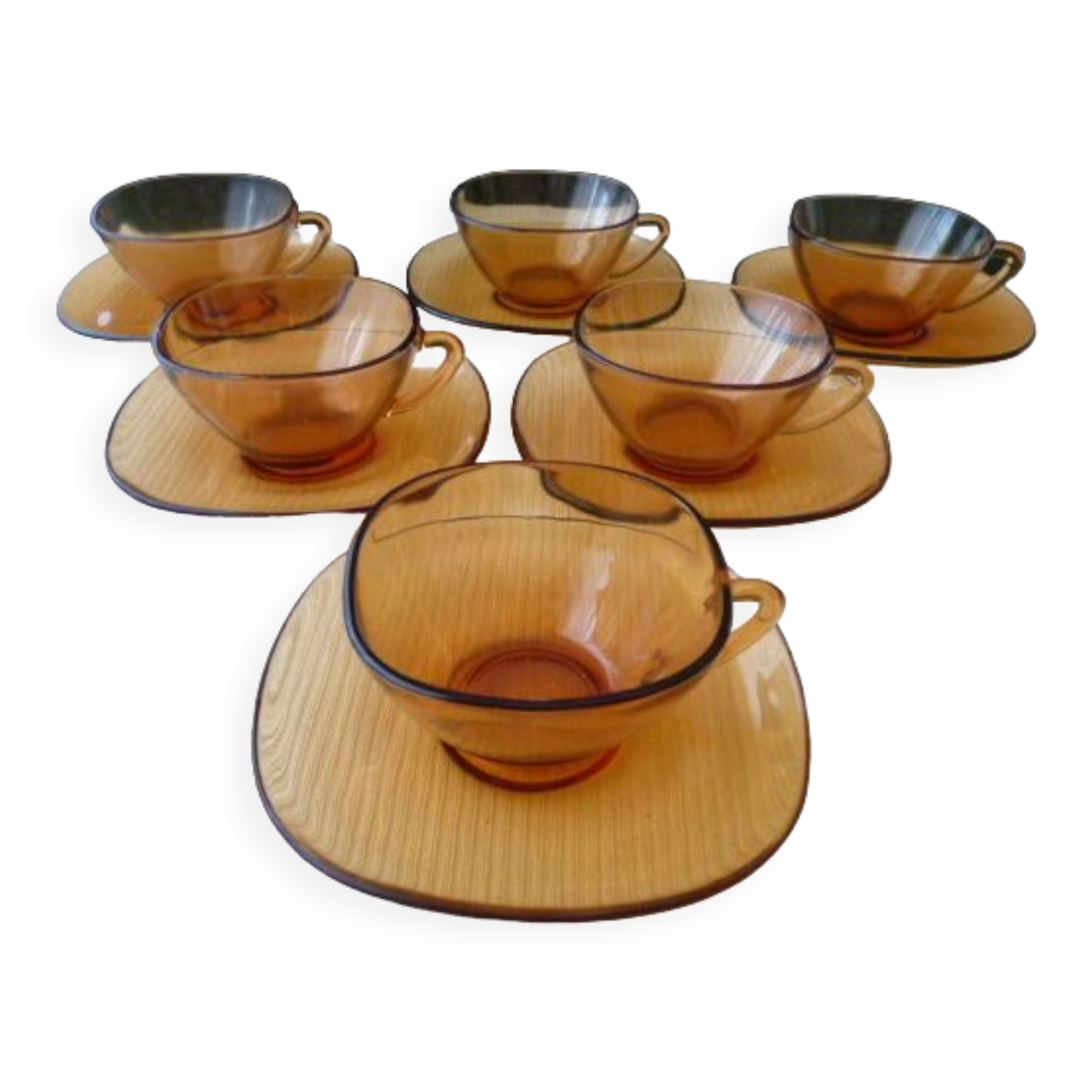 Set de 6 tasses à café vintage en verre trempé Véréco Années 70