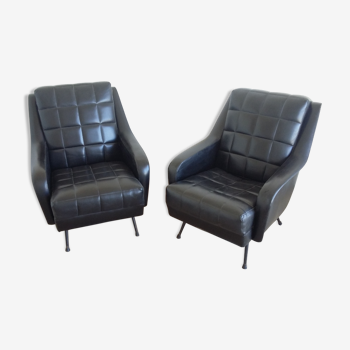 Pair of vintage 60s in leatherette armchairs