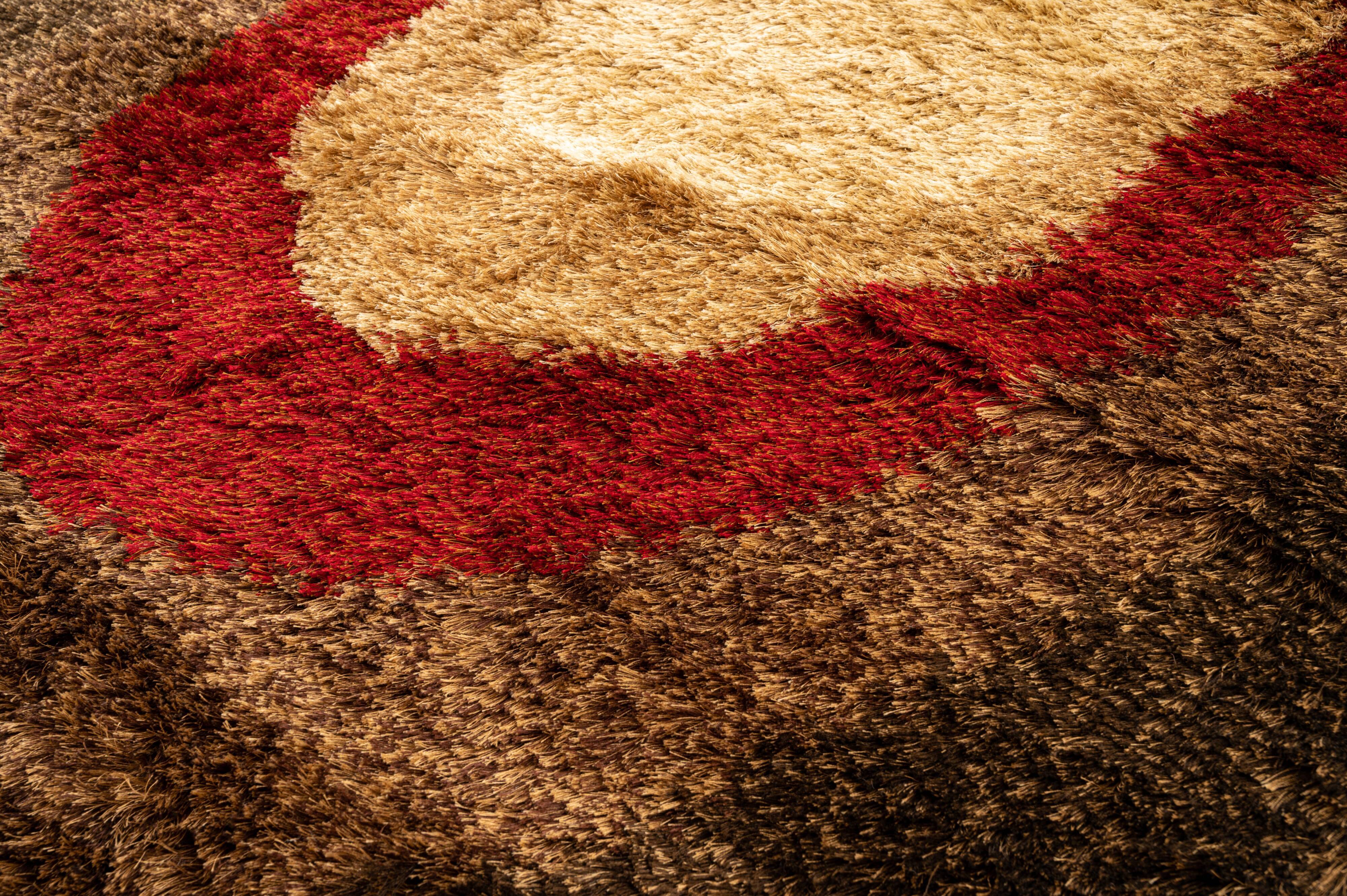 NOS Scandinavian design viscose rya rug by Axeco Svenska AB. 199 x 144 cm = 78 x 57 in