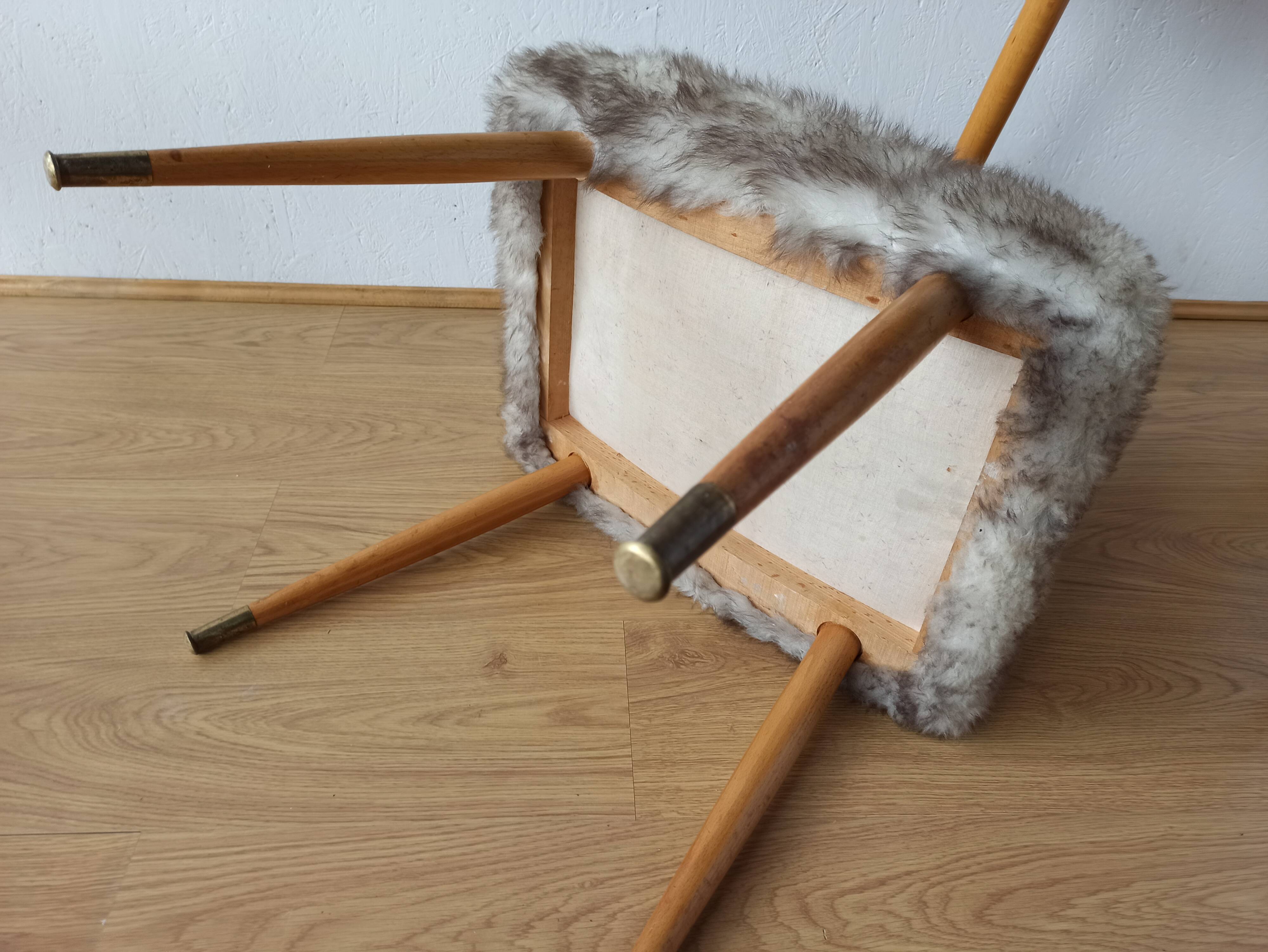 Design stool, furry fabric, 1960