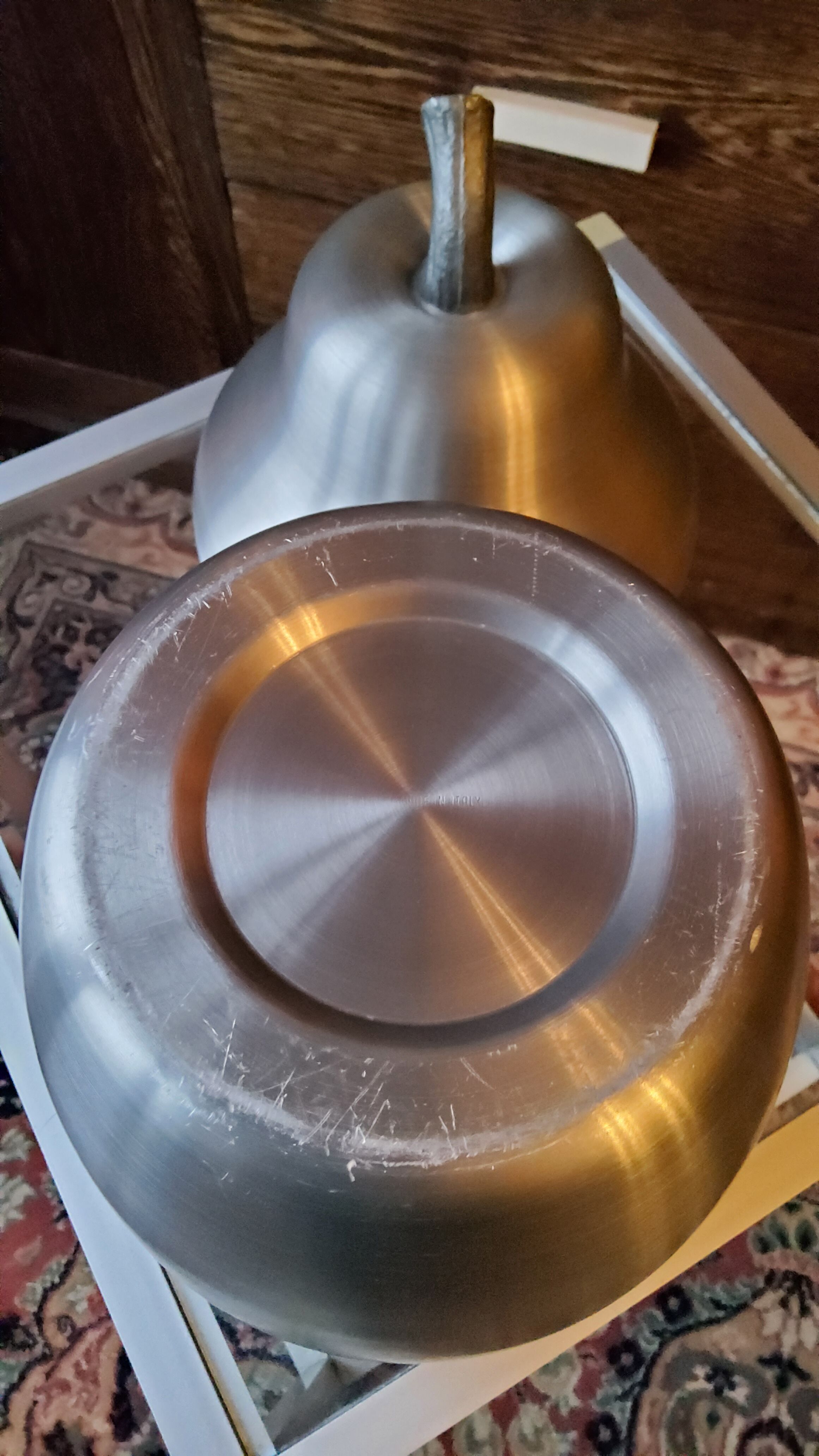 Seau à glace des années 70 poire en aluminium brossé made in Italy
