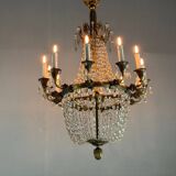Oval-Shaped Pearl and Bronze Bag Chandelier, Circa 1900
