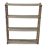 Large 19th-century turned wood wall shelf, stripped.