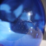 Blue glass vase, oval shape