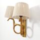 Rattan wall lamp with 2 lights and rope lampshades, 1960-1970.