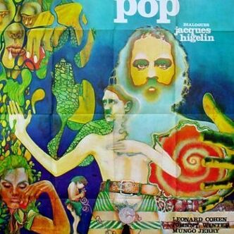 Affiche cinéma originale 19710.Léonard Cohen,A cause du Pop,guitare au poing,Higelin,