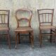 Ensemble de 7 chaises bois et cannage, vintage