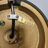 Mid-century teak and cotton table lamp by Einar Bäckström, Sweden, 1950s.