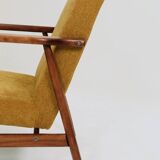 Vintage set of armchairs, golden yellow fabric, refurbished, 1970