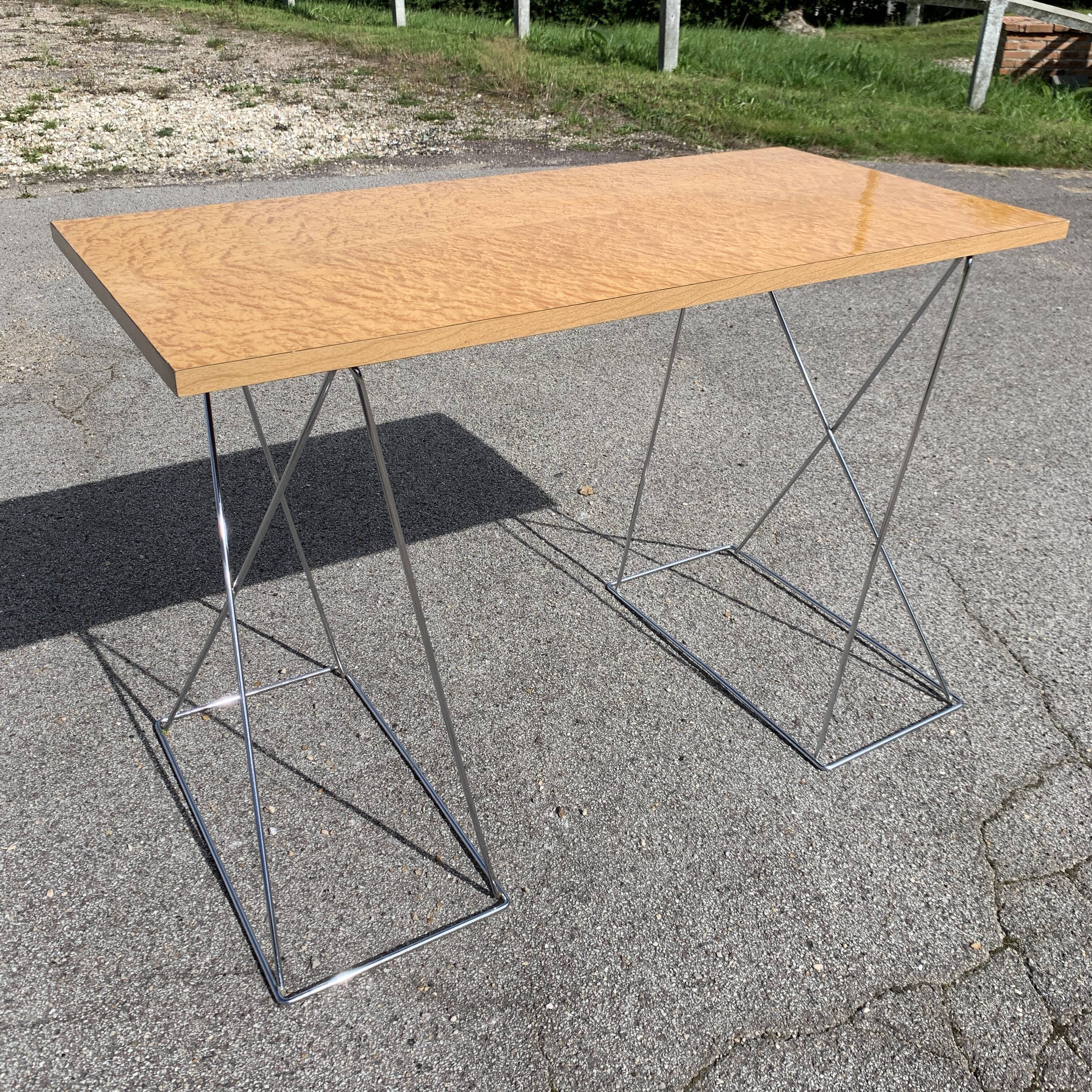 Office chrome trestles and magnifying glass tray