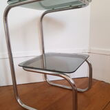 Metal console and smoked glass