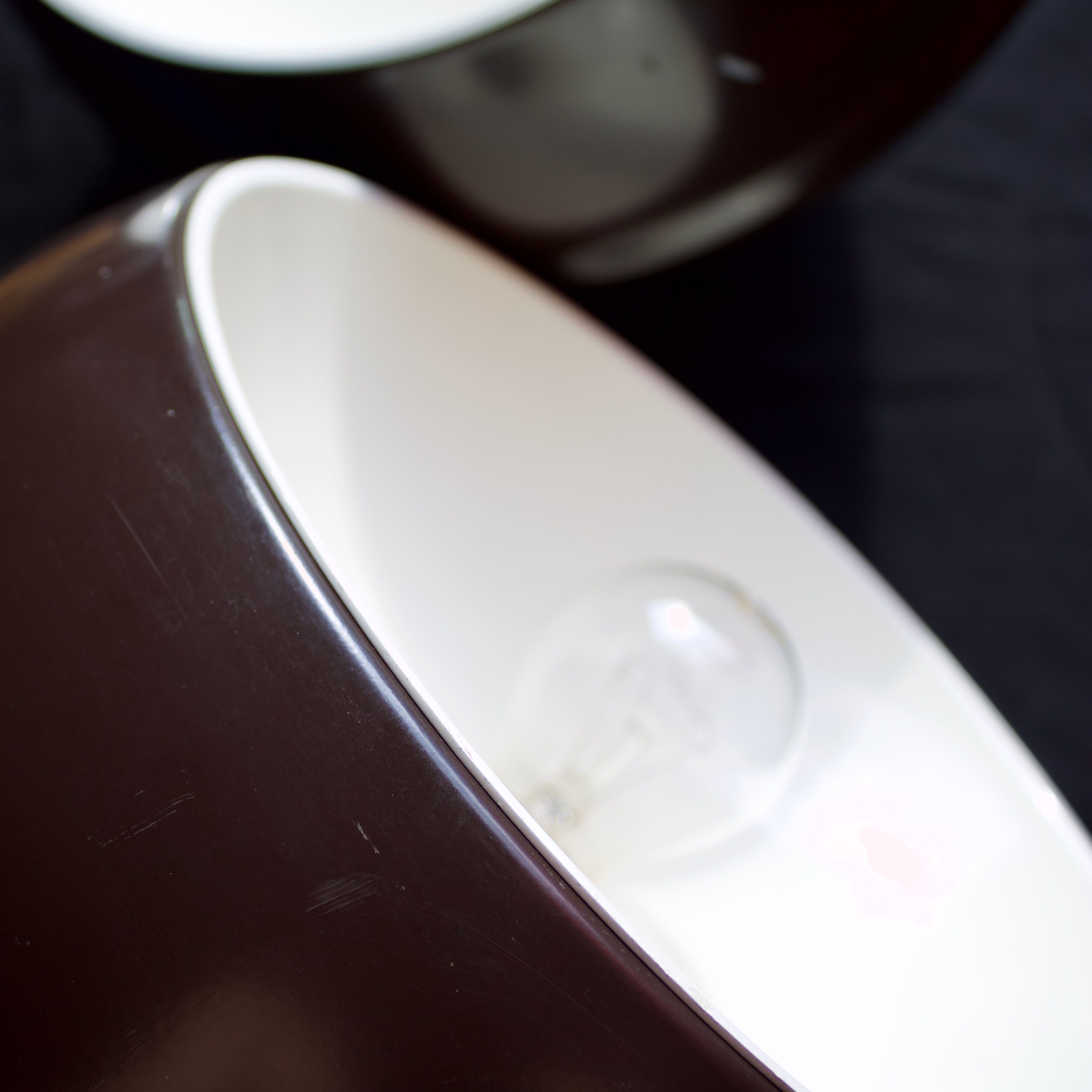 Art Deco Vintage brown and white enamelled suspension duo