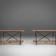 Industrial Side Table with Metal Frame and Wooden Top and Removable Platfor