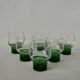 Set of 6 designer wine glasses with green feet from the 70s