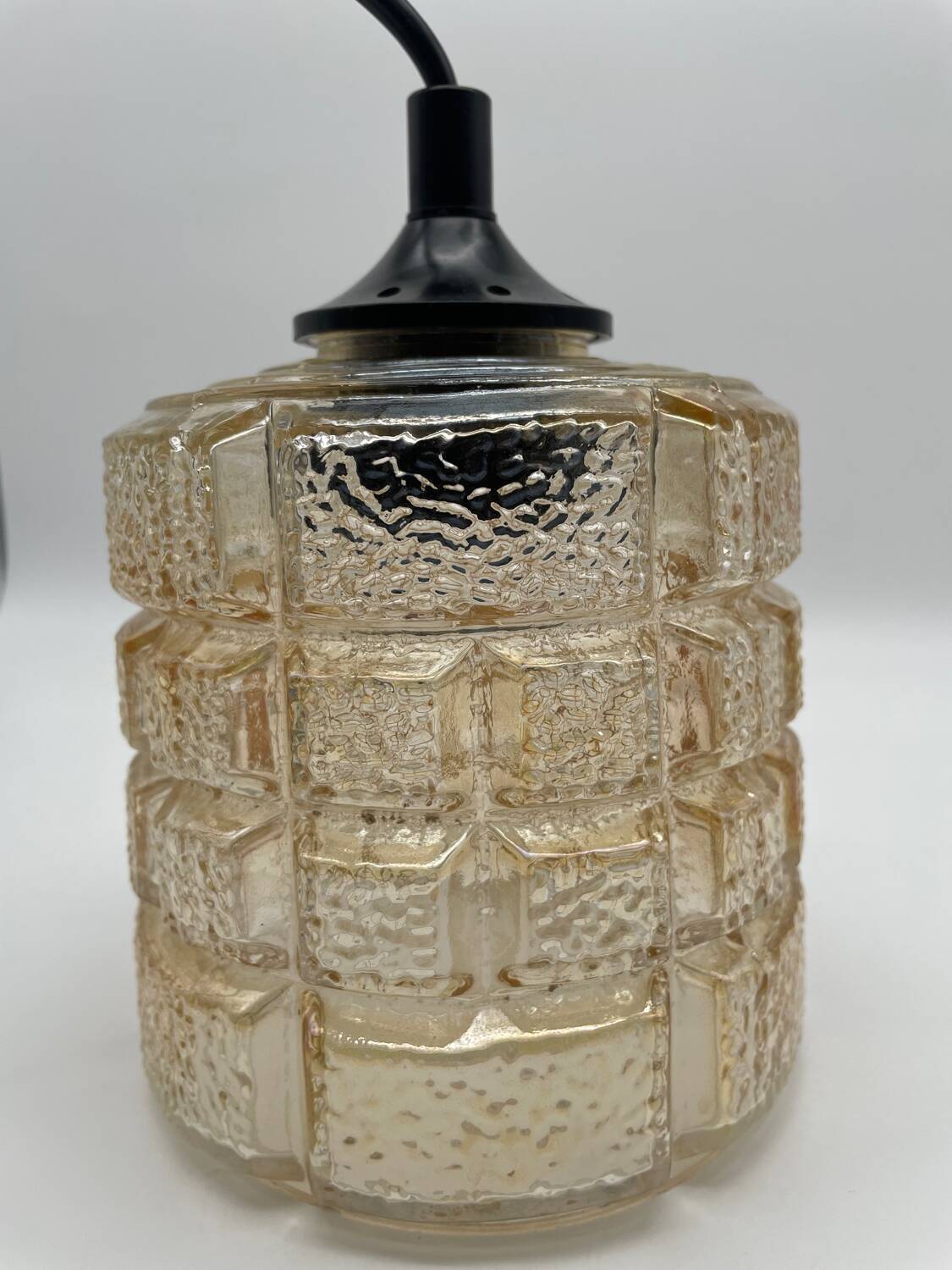 Suspension / portable lamp in smoked glass, 1970s