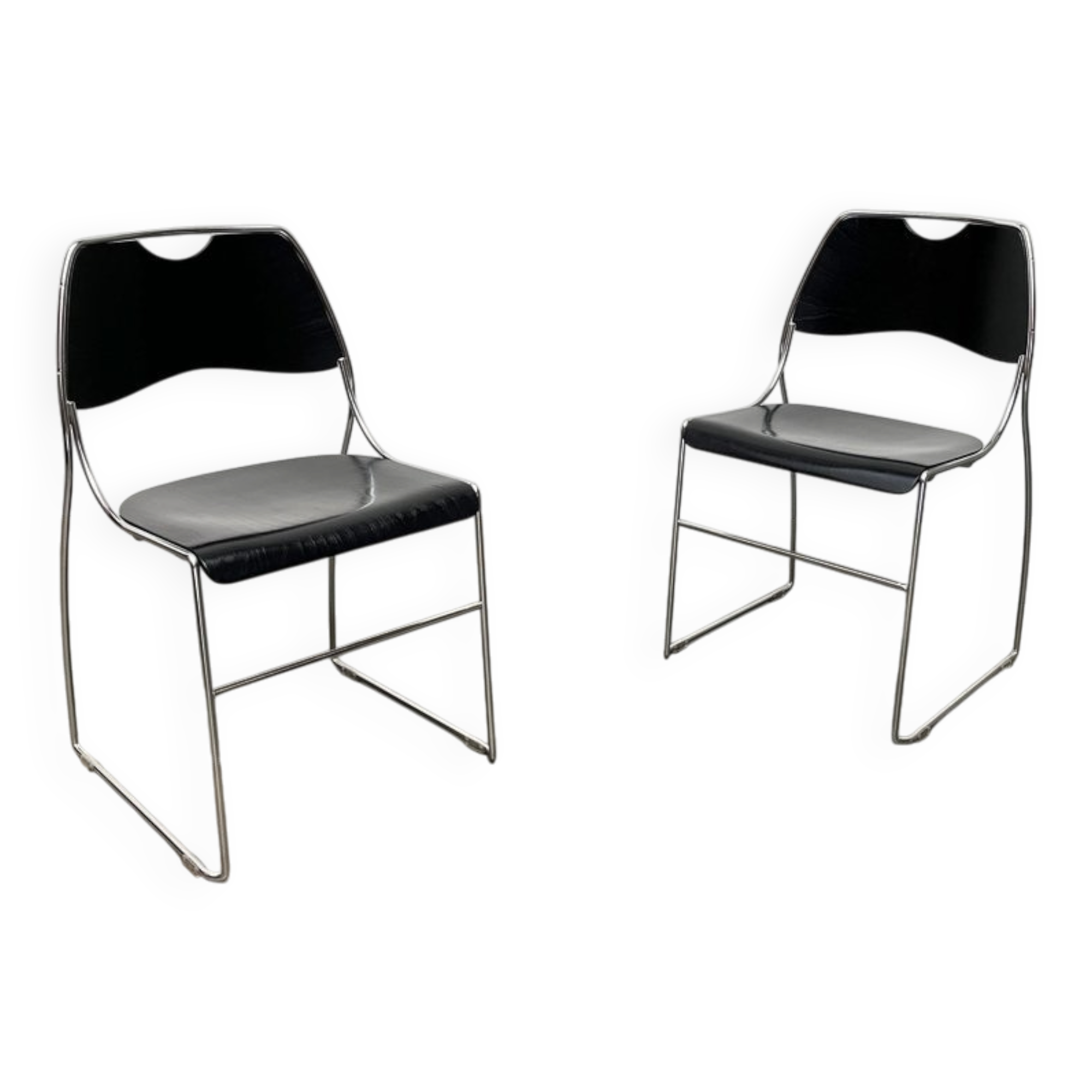 Set of minimalist postmodern stackable chairs, 1980s.