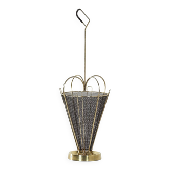 Mid-century umbrella stand of brass and perforated metal, 1950s