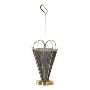 Mid-century umbrella stand of brass and perforated metal, 1950s