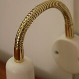 Pair of Scandinavian wall lights in white metal and gold metal