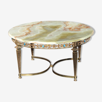 Coffee table living room rode marble onyx and bronze