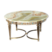 Table basse rode de salon marbre onyx et bronze