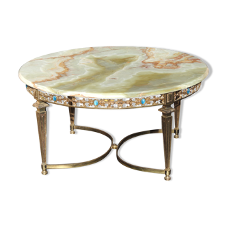 Coffee table living room rode marble onyx and bronze