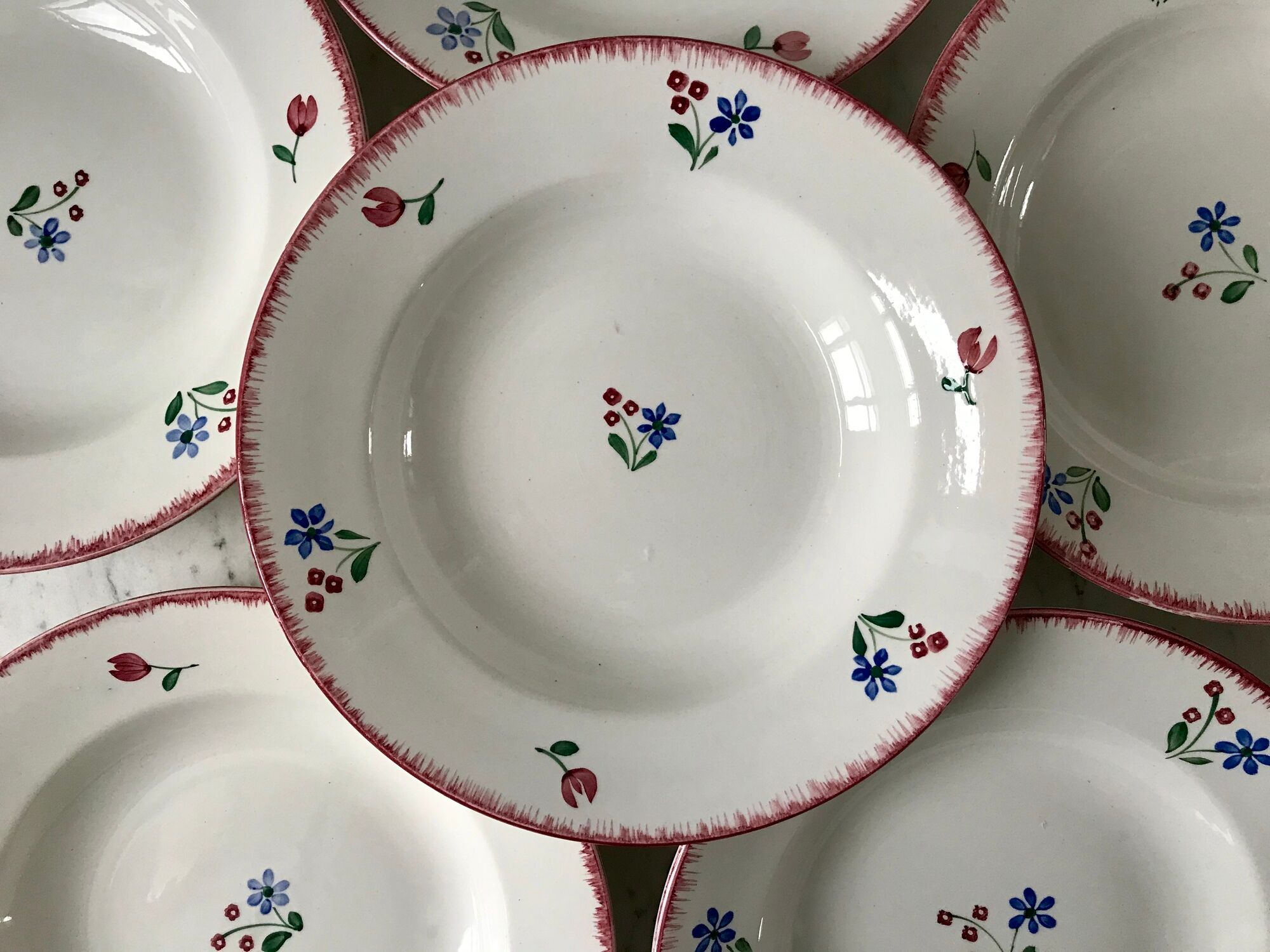 Lot of 6 hollow plates badonviller model "dany" years 30-40