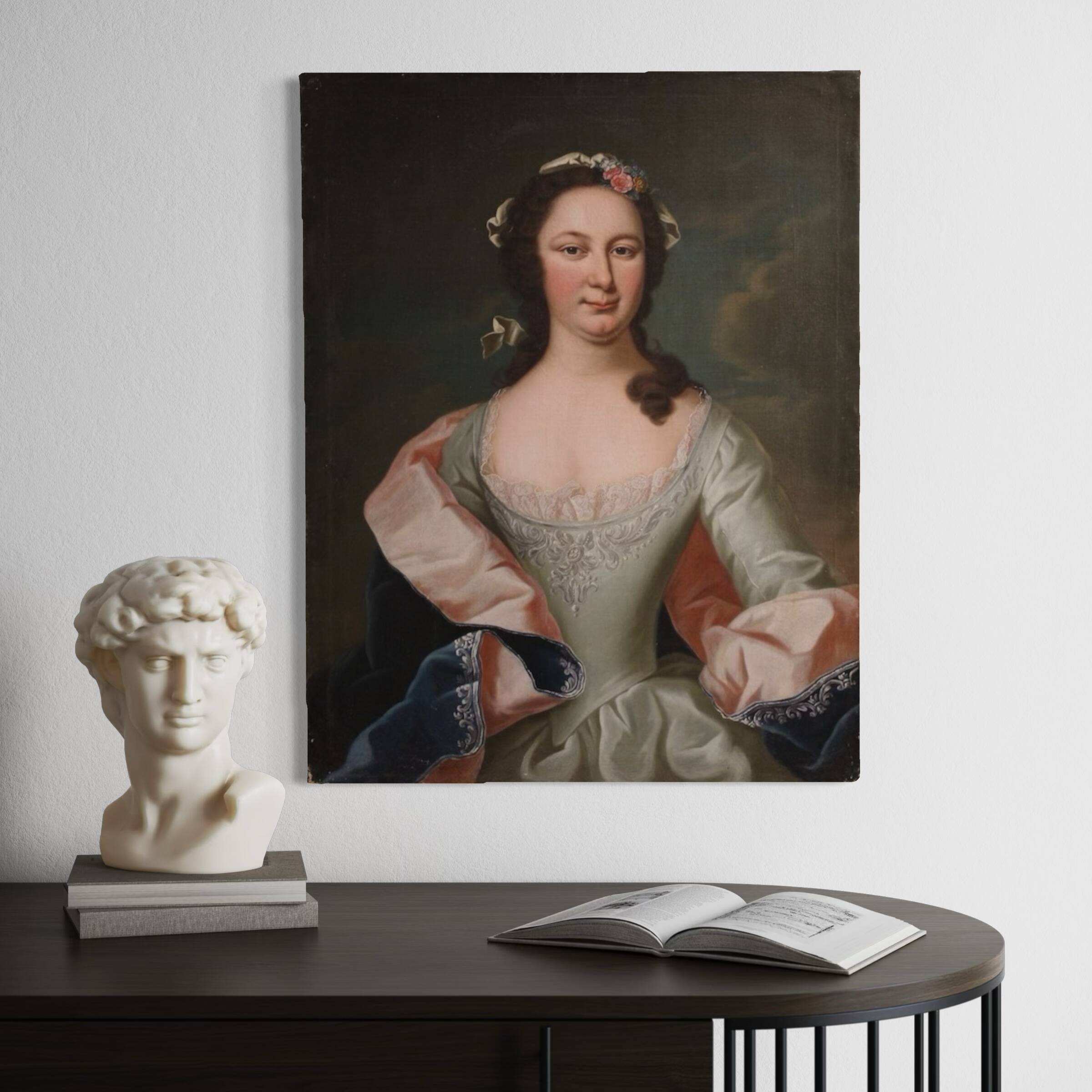 Antique 19th century portrait painting of a noblewoman